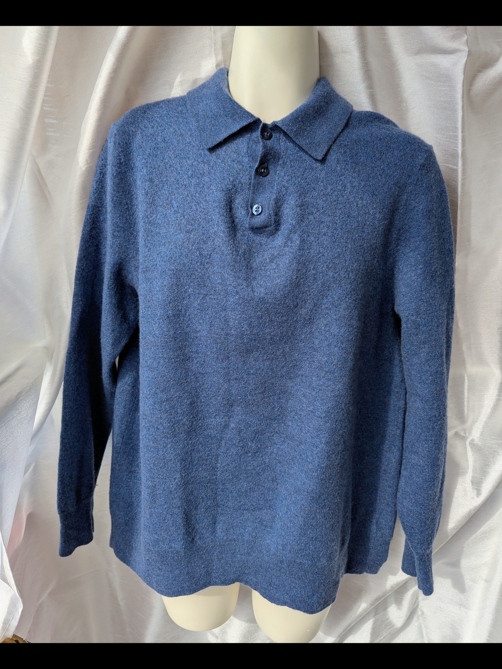 Christian Lacroix Merino Wool Long Sleeve Polo Sweater – Men’s XL – Heather Blue